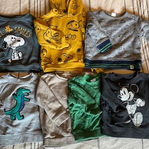 Lot Bundle of eight (8) baby sweatshirts sizes 12-18 mo